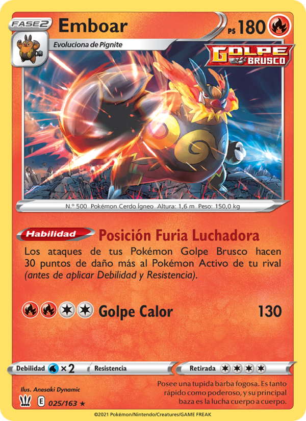 Emboar 25 — Battle Styles (Spanish Pokémon TCG card)