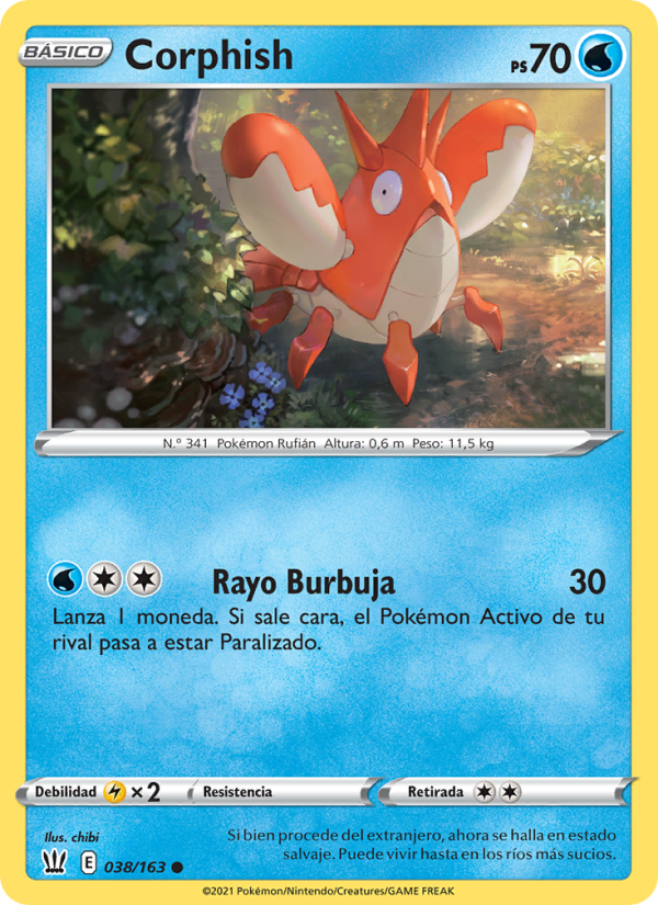 Corphish 38 — Battle Styles (Spanish Pokémon TCG card)
