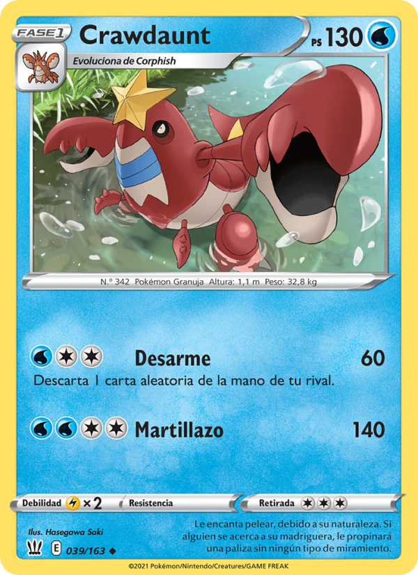 Crawdaunt 39 — Battle Styles (Spanish Pokémon TCG card)