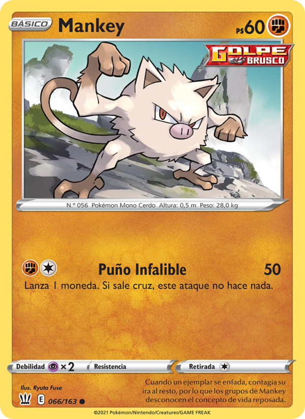Mankey 66 — Battle Styles (Spanish Pokémon TCG card)