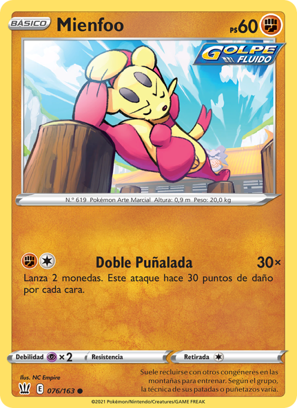 Mienfoo 76 — Battle Styles (Spanish Pokémon TCG card)