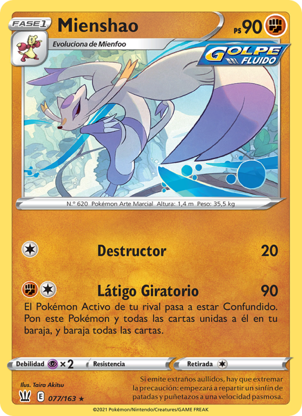 Mienshao 77 — Battle Styles (Spanish Pokémon TCG card)
