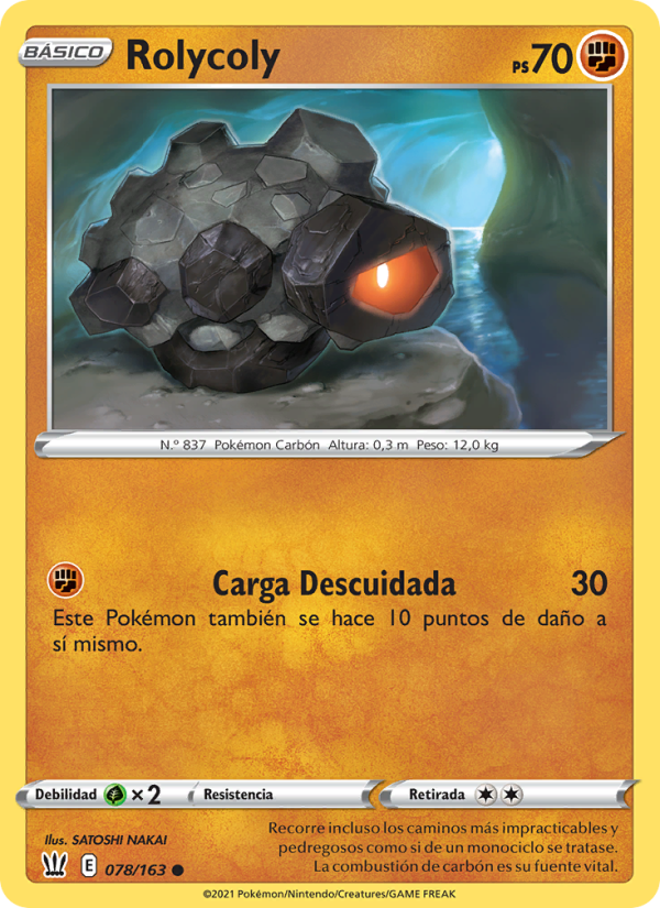 Rolycoly 78 — Battle Styles (Spanish Pokémon TCG card)