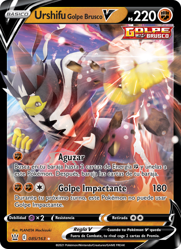 Urshifu Golpe Brusco V 85 — Battle Styles (Spanish Pokémon TCG card)