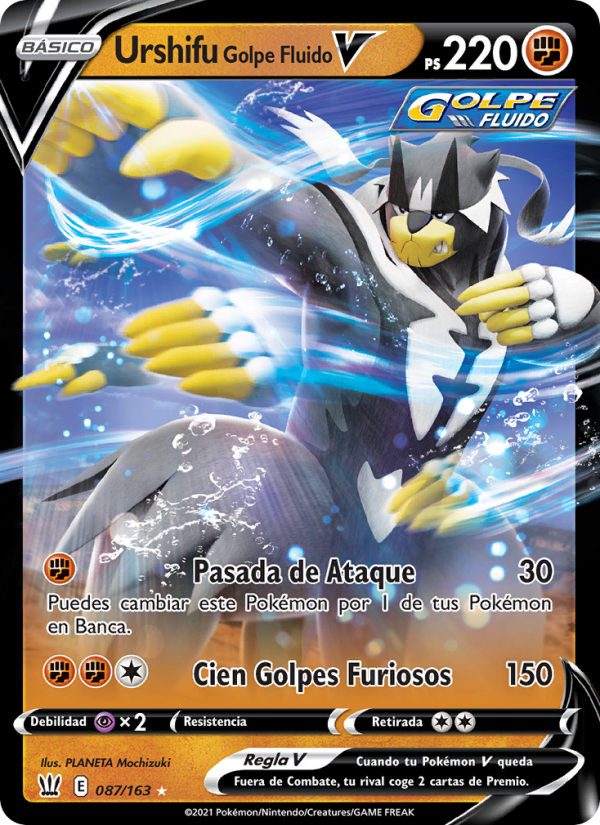 Urshifu Golpe Fluido V 87 — Battle Styles (Spanish Pokémon TCG card)