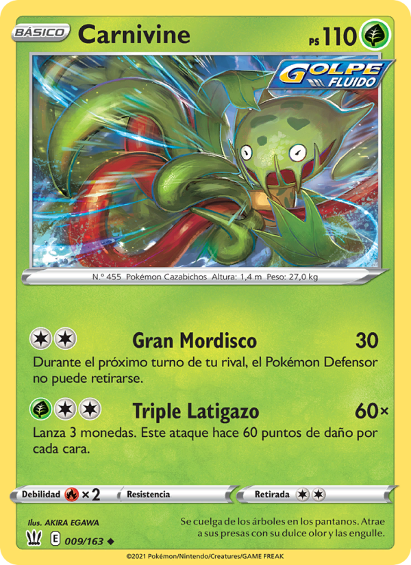 Carnivine 9 — Battle Styles (Spanish Pokémon TCG card)