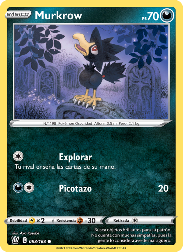 Murkrow 93 — Battle Styles (Spanish Pokémon TCG card)