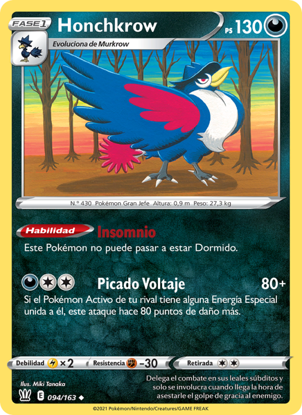 Honchkrow 94 — Battle Styles (Spanish Pokémon TCG card)