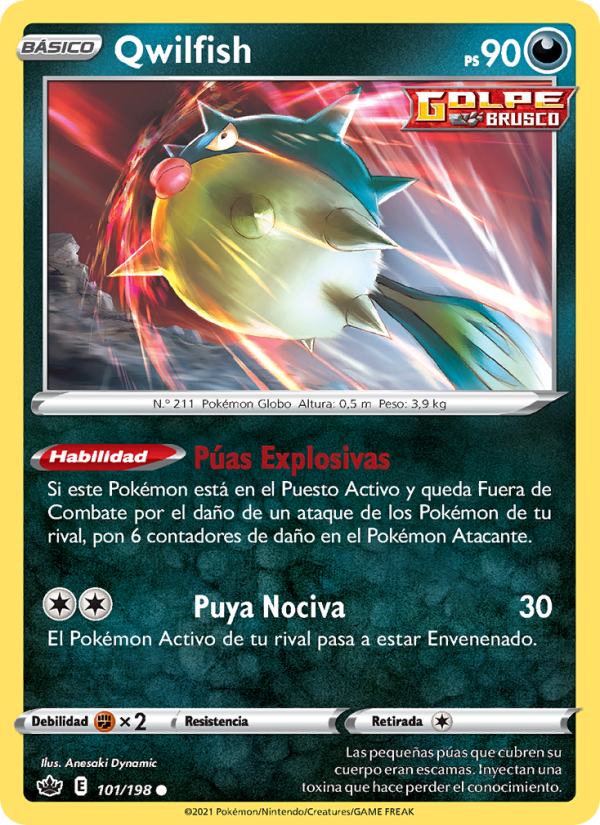 Qwilfish 101 — Chilling Reign (Spanish Pokémon TCG card)