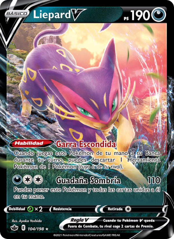 Liepard V 104 — Chilling Reign (Spanish Pokémon TCG card)