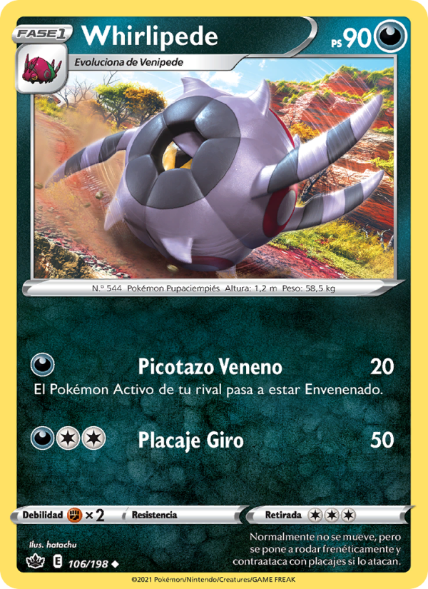 Whirlipede 106 — Chilling Reign (Spanish Pokémon TCG card)