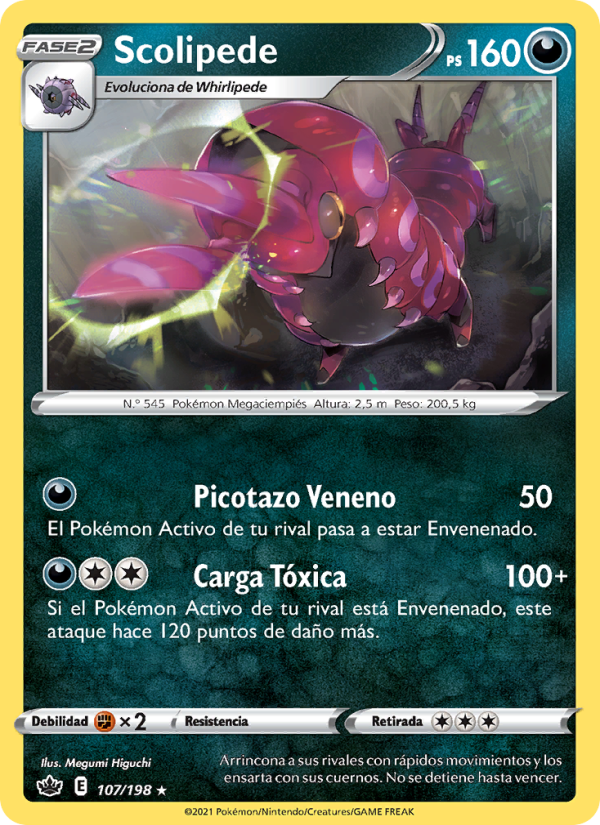 Scolipede 107 — Chilling Reign (Spanish Pokémon TCG card)