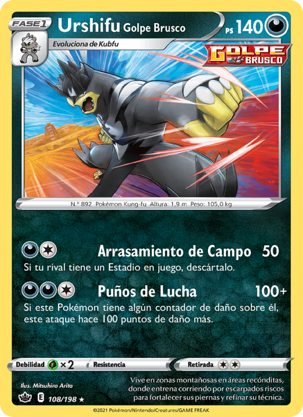 Urshifu Golpe Brusco 108 — Chilling Reign (Spanish Pokémon TCG card)