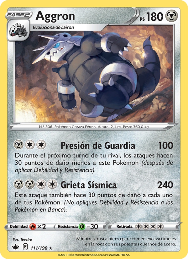 Aggron 111 — Chilling Reign (Spanish Pokémon TCG card)