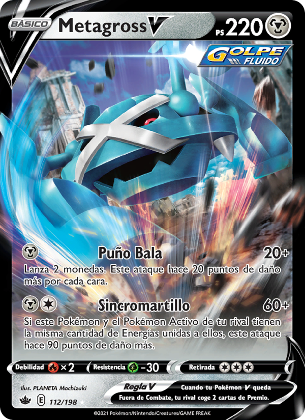 Metagross V 112 — Chilling Reign (Spanish Pokémon TCG card)