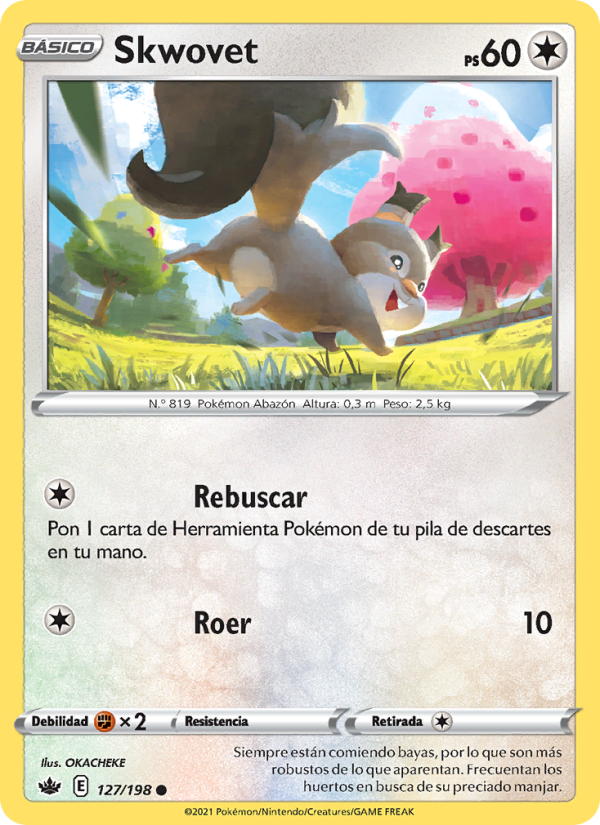 Skwovet 127 — Chilling Reign (Spanish Pokémon TCG card)