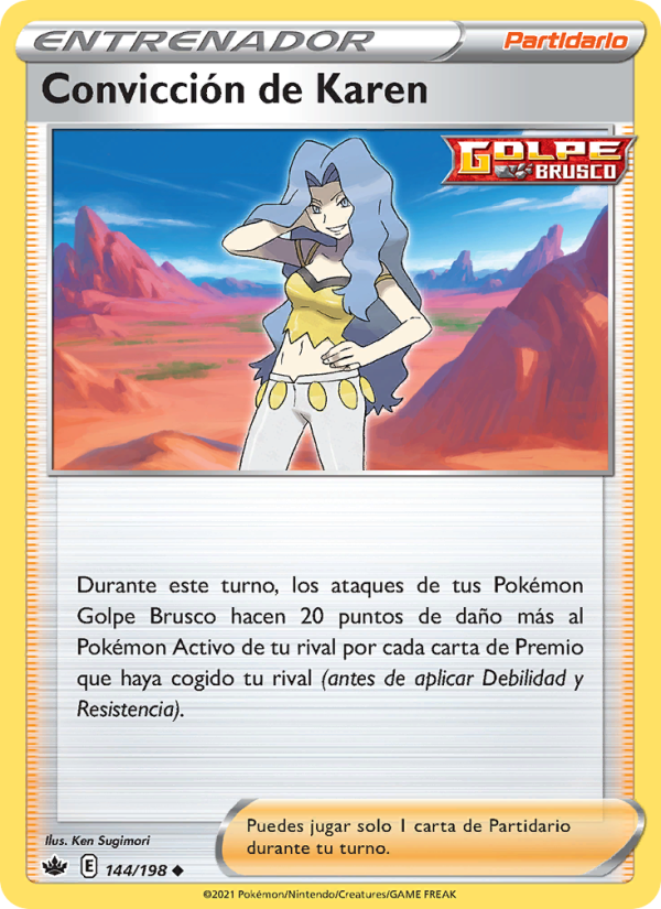 Convicción de Karen 144 — Chilling Reign (Spanish Pokémon TCG card)
