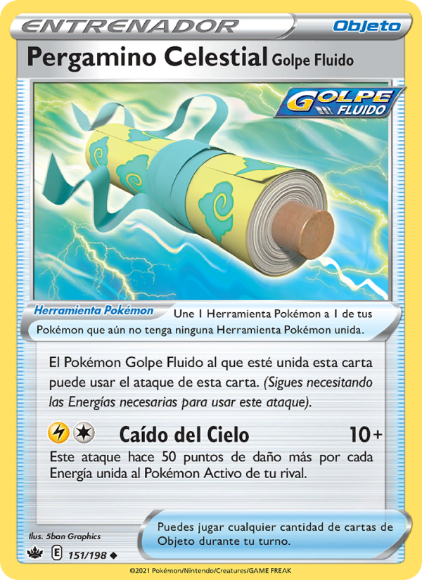 Pergamino Celestial Golpe Fluido 151 — Chilling Reign (Spanish Pokémon TCG card)