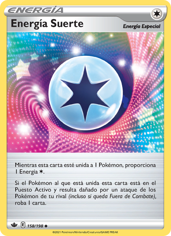 Energía Suerte 158 — Chilling Reign (Spanish Pokémon TCG card)