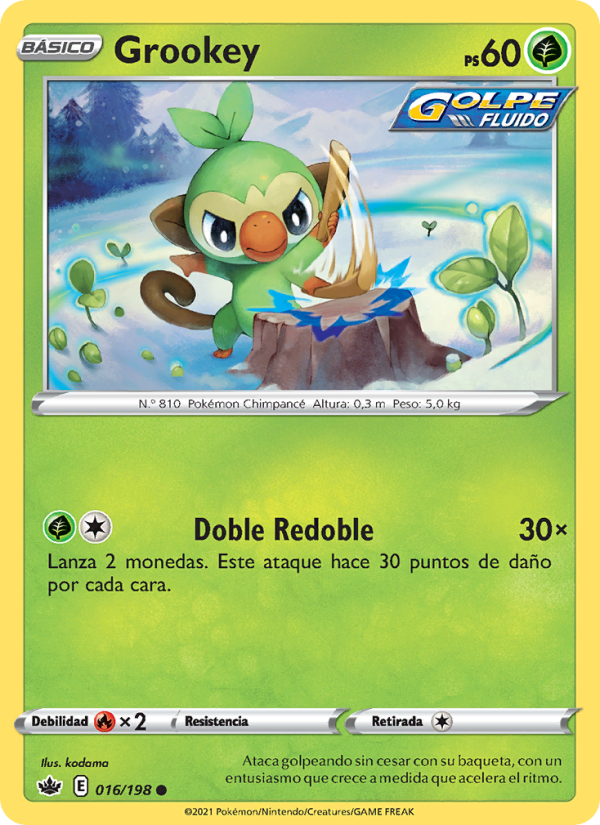 Grookey 16 — Chilling Reign (Spanish Pokémon TCG card)