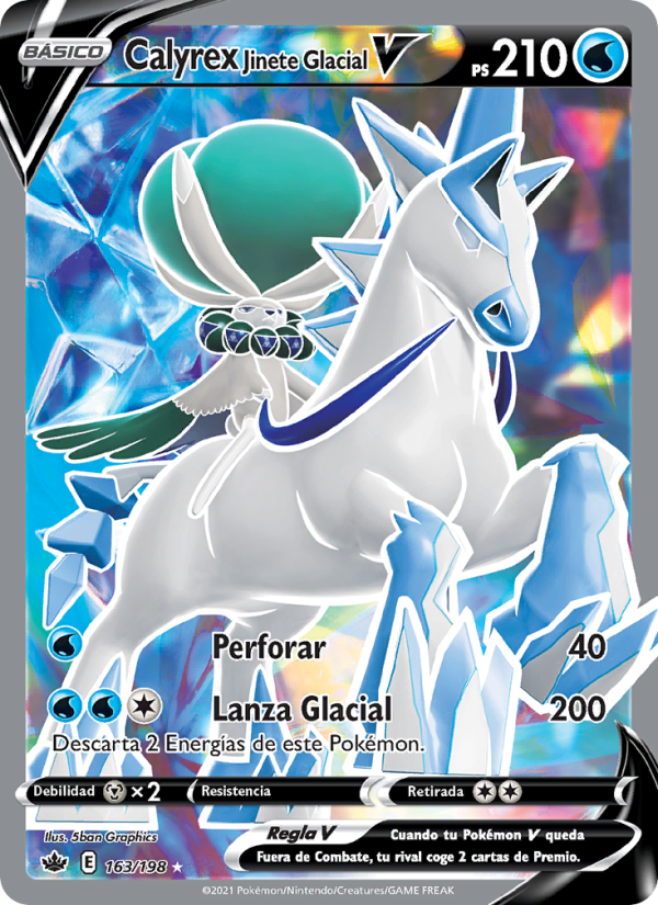 Calyrex Jinete Glacial V 163 — Chilling Reign (Spanish Pokémon TCG card)