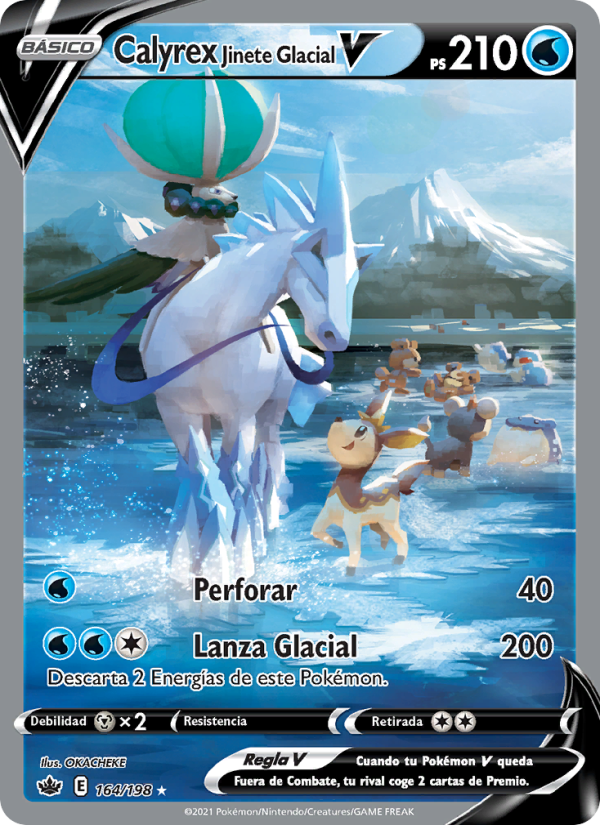 Calyrex Jinete Glacial V 164 — Chilling Reign (Spanish Pokémon TCG card)