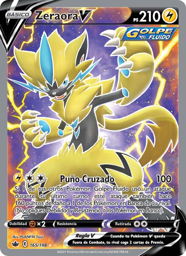 Zeraora V 165 — Chilling Reign (Spanish Pokémon TCG card)