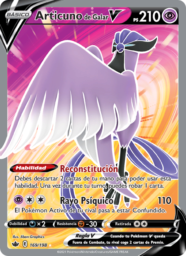 Articuno de Galar V 169 — Chilling Reign (Spanish Pokémon TCG card)