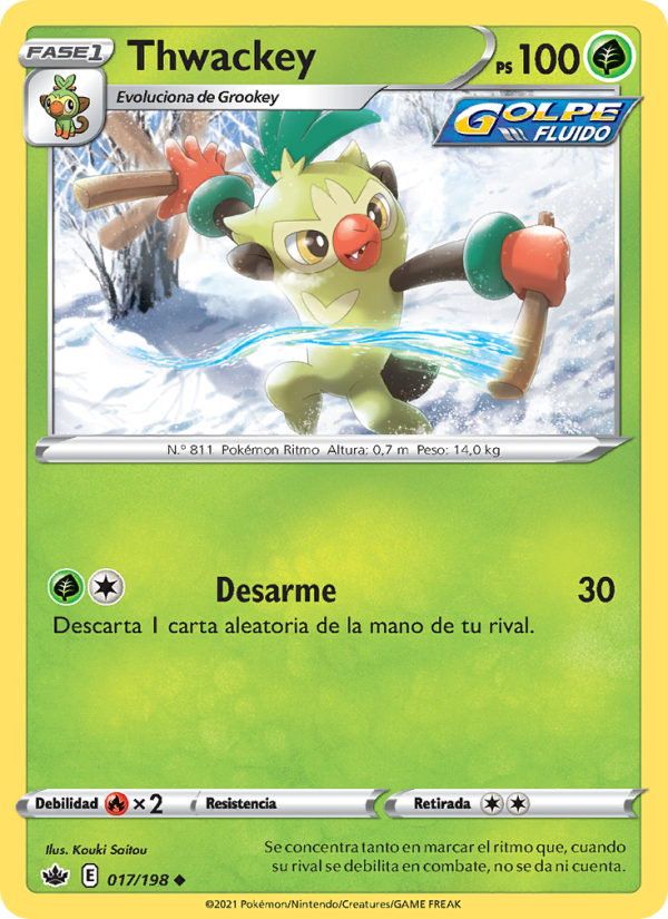 Thwackey 17 — Chilling Reign (Spanish Pokémon TCG card)