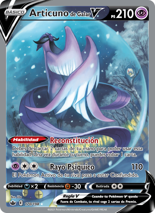 Articuno de Galar V 170 — Chilling Reign (Spanish Pokémon TCG card)