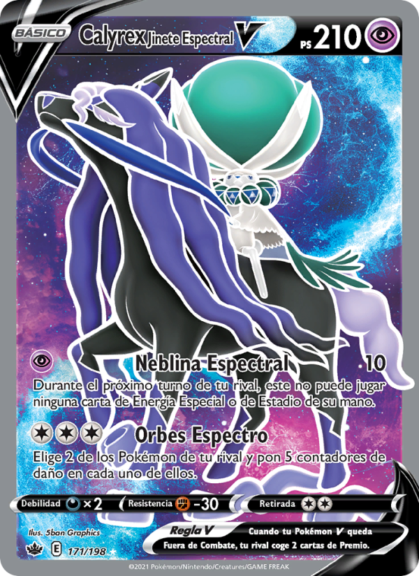 Calyrex Jinete Espectral V 171 — Chilling Reign (Spanish Pokémon TCG card)