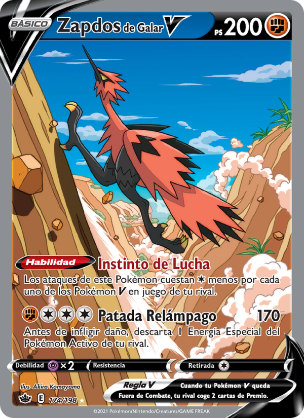Zapdos de Galar V 174 — Chilling Reign (Spanish Pokémon TCG card)