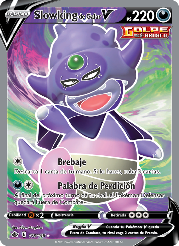 Slowking de Galar V 178 — Chilling Reign (Spanish Pokémon TCG card)