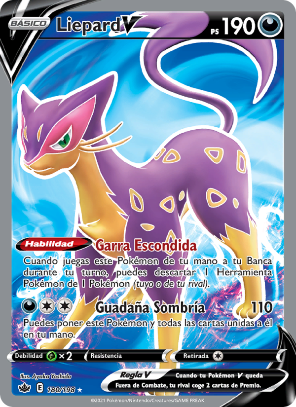 Liepard V 180 — Chilling Reign (Spanish Pokémon TCG card)