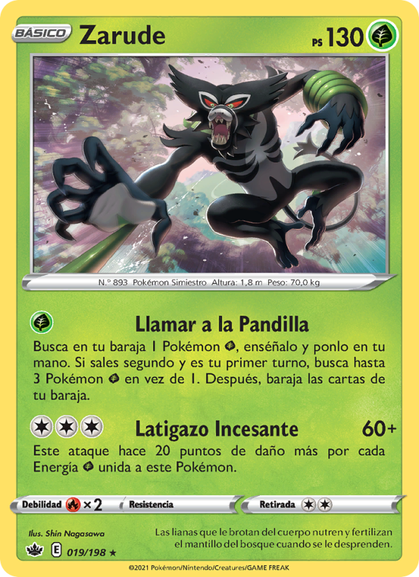 Zarude 19 — Chilling Reign (Spanish Pokémon TCG card)