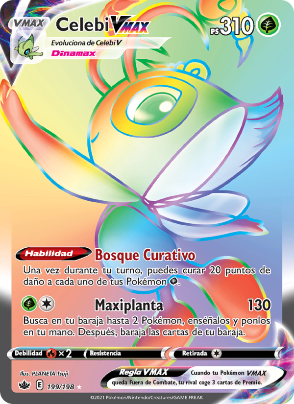 Celebi VMAX 199 — Chilling Reign (Spanish Pokémon TCG card)