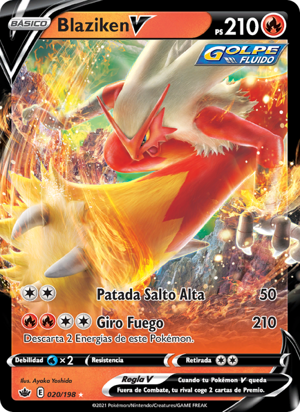 Blaziken V 20 — Chilling Reign (Spanish Pokémon TCG card)