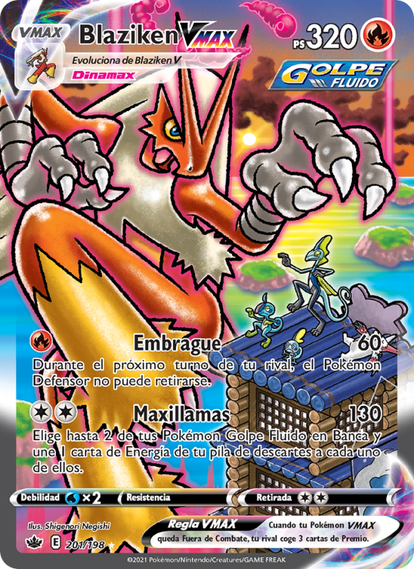 Blaziken VMAX 201 — Chilling Reign (Spanish Pokémon TCG card)