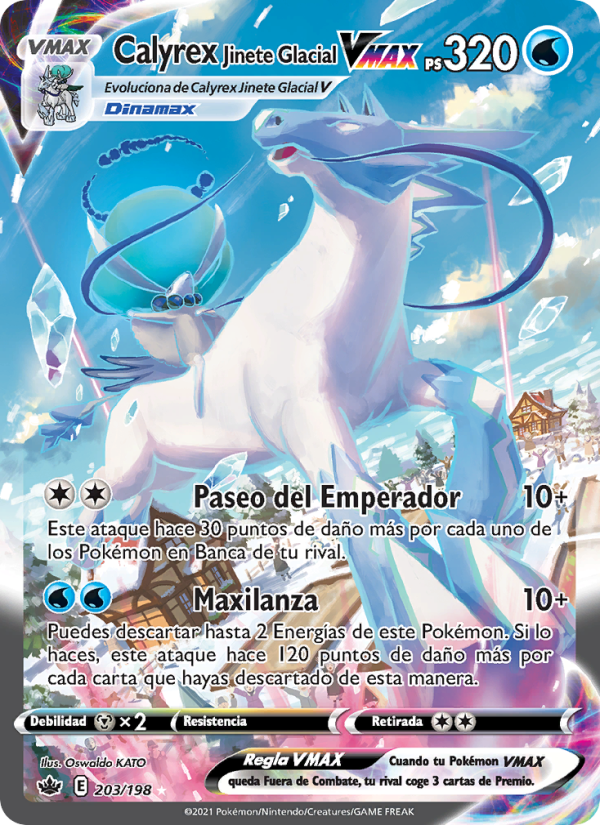 Calyrex Jinete Glacial VMAX 203 — Chilling Reign (Spanish Pokémon TCG card)