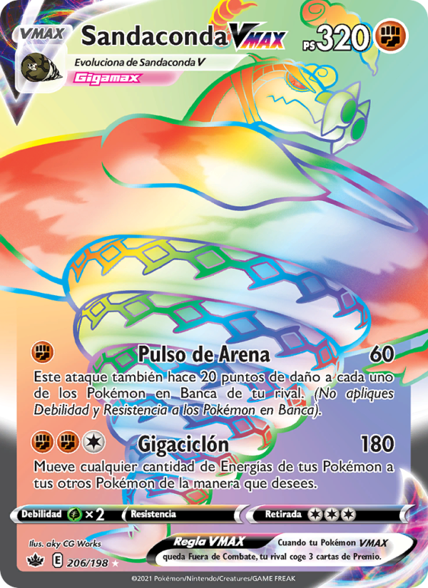 Sandaconda VMAX 206 — Chilling Reign (Spanish Pokémon TCG card)