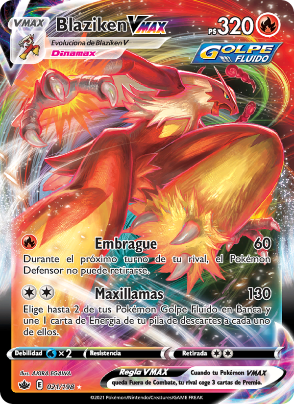 Blaziken VMAX 21 — Chilling Reign (Spanish Pokémon TCG card)
