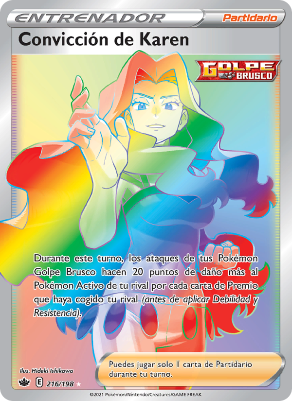 Convicción de Karen 216 — Chilling Reign (Spanish Pokémon TCG card)