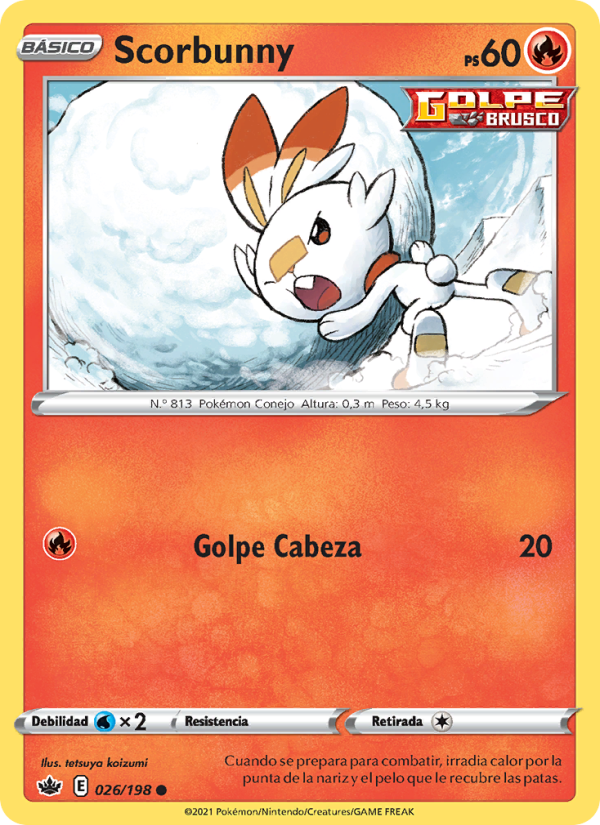 Scorbunny 26 — Chilling Reign (Spanish Pokémon TCG card)