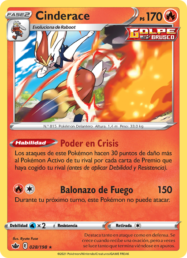 Cinderace 28 — Chilling Reign (Spanish Pokémon TCG card)