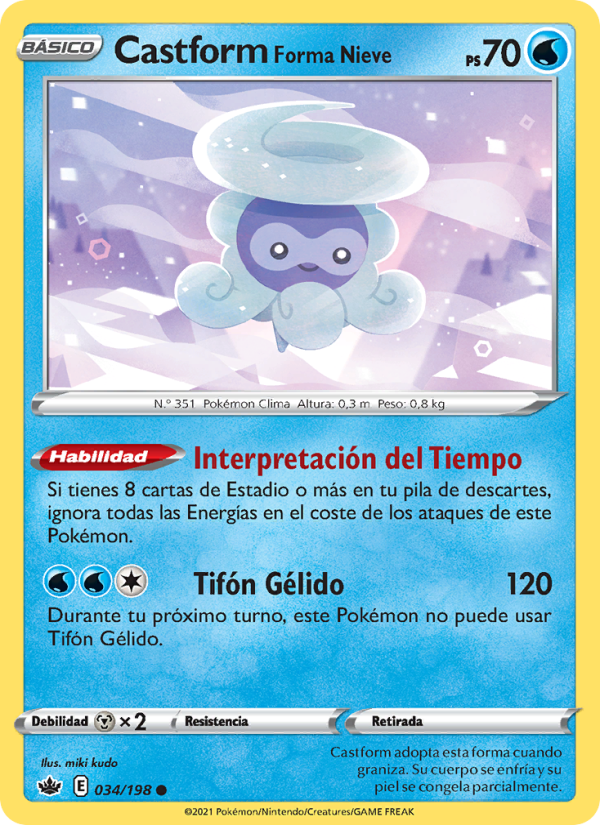 Castform Forma Nieve 34 — Chilling Reign (Spanish Pokémon TCG card)