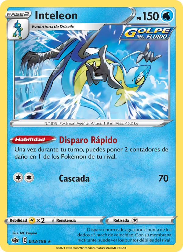 Inteleon 43 — Chilling Reign (Spanish Pokémon TCG card)