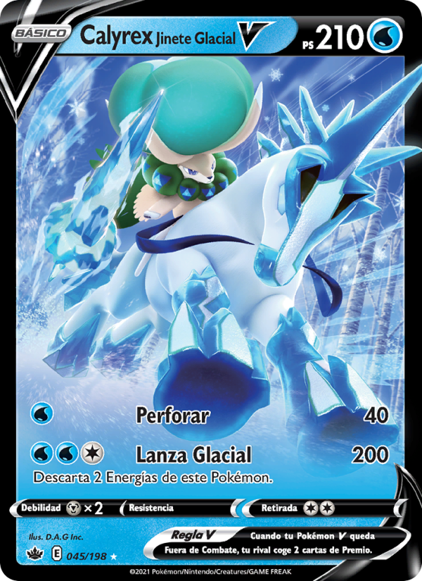 Calyrex Jinete Glacial V 45 — Chilling Reign (Spanish Pokémon TCG card)