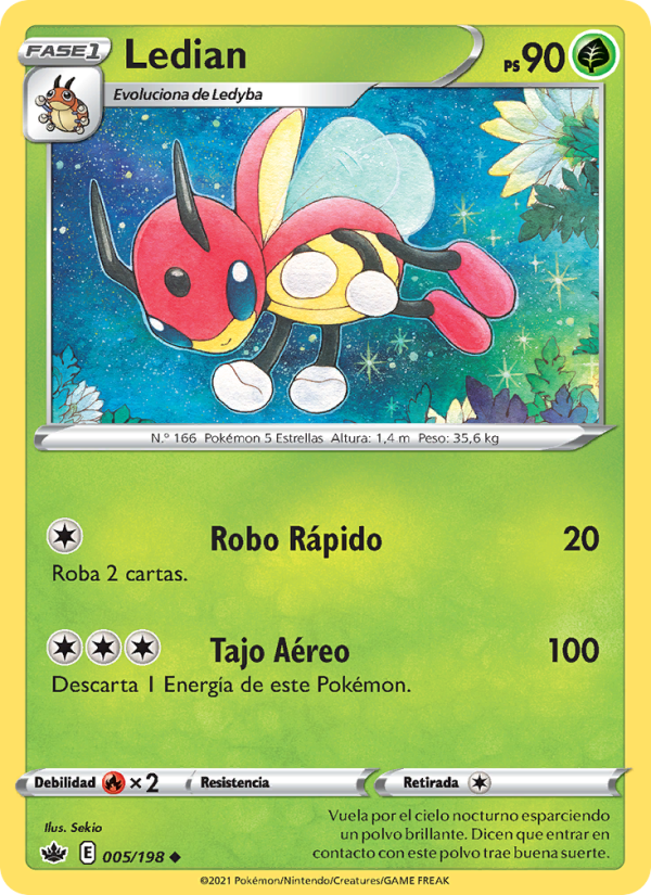 Ledian 5 — Chilling Reign (Spanish Pokémon TCG card)