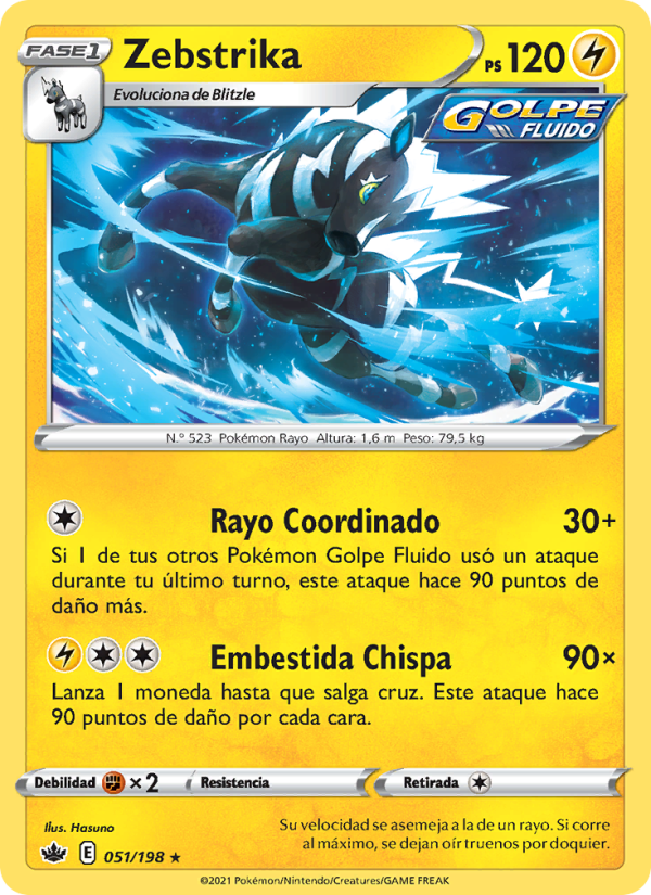 Zebstrika 51 — Chilling Reign (Spanish Pokémon TCG card)