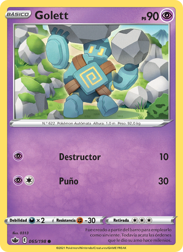 Golett 65 — Chilling Reign (Spanish Pokémon TCG card)